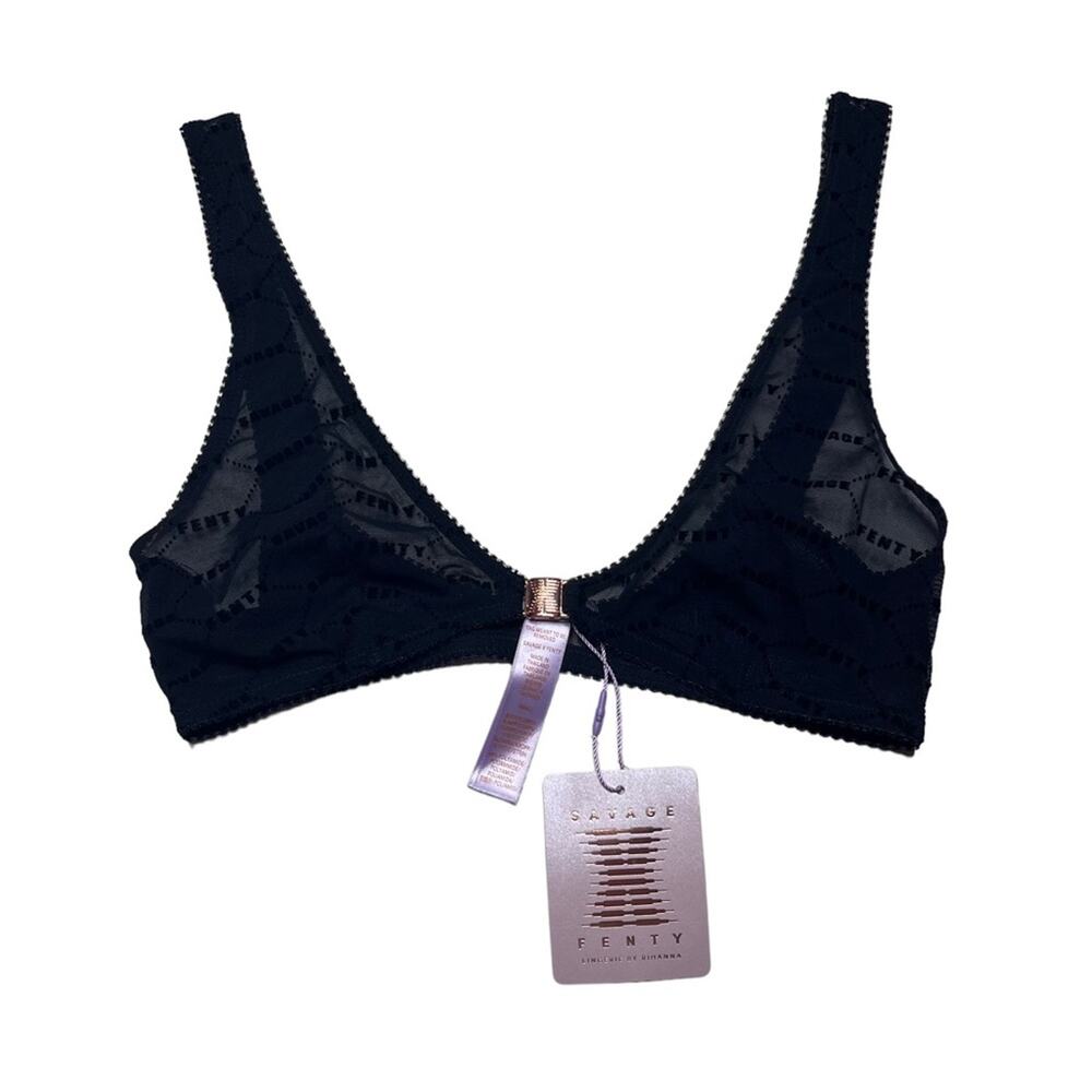 Savage X Fenty Flocked Logo Bralette Size Small